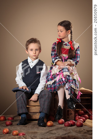 Two kids and apples. Two kids and apples. 20850979