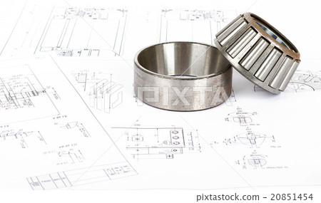 Roller bearing on blueprints Roller bearing on blueprints 20851454