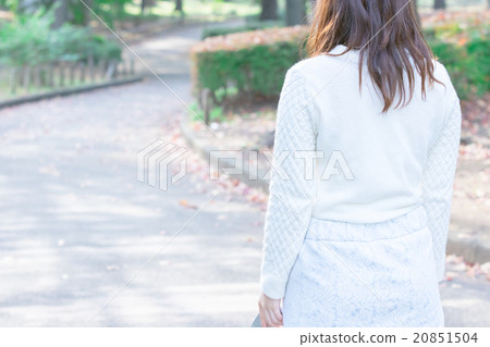 Lonesome lady's back behind girls broken heart sad atmosphere wide copy space text 20851504