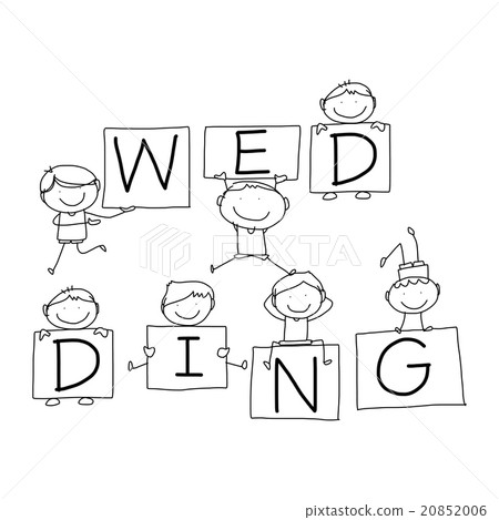 hand drawing cartoon happy words illustration 20852006