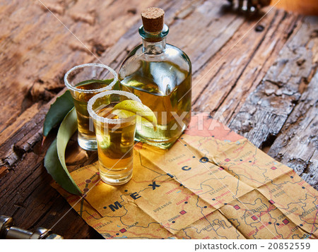 Tequila shot with lime and sea salt Tequila shot with lime and sea salt 20852559