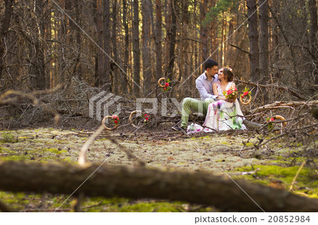 Beautiful couple in forest. 20852984