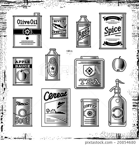 Retro grocery set black and white Retro grocery set black and white 20854680