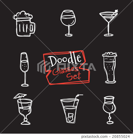 Vector doodle style glasses icons set. Hand drawn Vector doodle style glasses icons set. Hand drawn 20855024