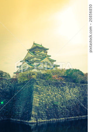 Osaka castle in Osaka Japan ( Filtered image processed vintage e 20856850