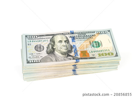 One hundred dollars banknotes on white background One hundred dollars banknotes on white background 20856855