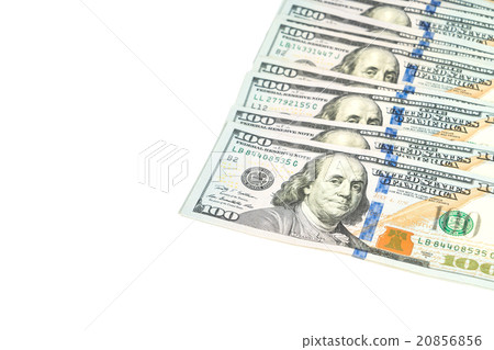 One hundred dollars banknotes on white background 20856856