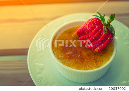 Pudding with strawberry ( Filtered image processed vintage effe Pudding with strawberry ( Filtered image processed vintage effe 20857002