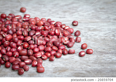 Red beans pile  on wooden background. 20859704