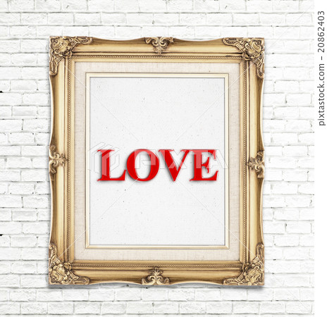 "Love" in golden vintage photo frame "Love" in golden vintage photo frame 20862403