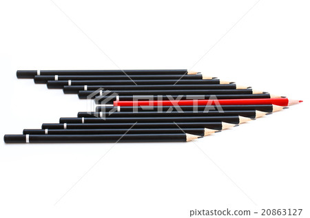 Black pencils with a red one in the middle Black pencils with a red one in the middle 20863127