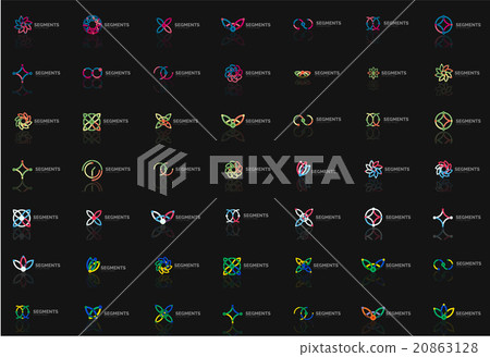 Set of linear abstract logos. Swirl, circle Set of linear abstract logos. Swirl, circle 20863128