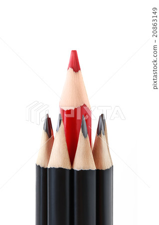Black pencils with a red one in the middle Black pencils with a red one in the middle 20863149