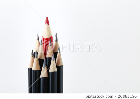Black pencils with a red one in the middle Black pencils with a red one in the middle 20863150