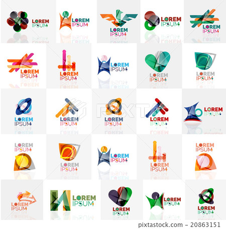 Collection of colorful abstract origami logos 20863151