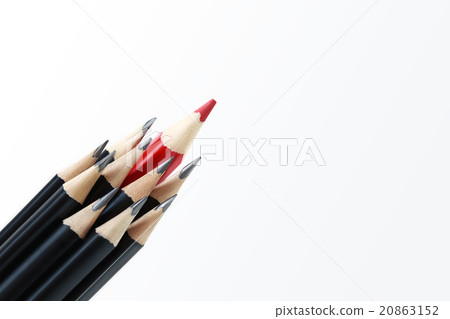 Black pencils with a red one in the middle Black pencils with a red one in the middle 20863152