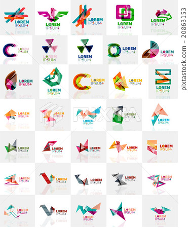 Collection of colorful abstract origami logos 20863153