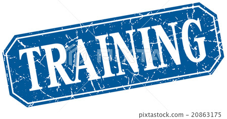 training blue square vintage grunge isolated sign - Stock Illustration ...