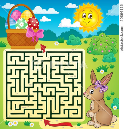 Maze 3 with Easter bunny and egg basket Maze 3 with Easter bunny and egg basket 20864116