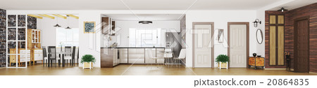 Modern apartment interior panorama 3d render 20864835