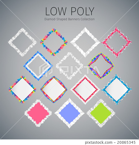Low Poly Diamond-Shaped Banners Set Low Poly Diamond-Shaped Banners Set 20865345