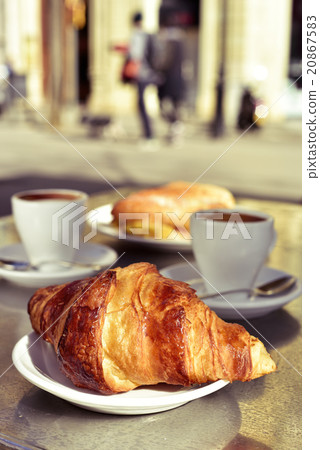 croissant, coffee and spanish omelette sandwich croissant, coffee and spanish omelette sandwich 20867583