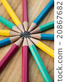 colorful pencil get together on wood table 20867682