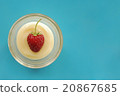 strawberry white cream in glass bow on ocean blue 20867685