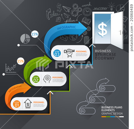 Business staircase doorway conceptual infographics Business staircase doorway conceptual infographics 20868489