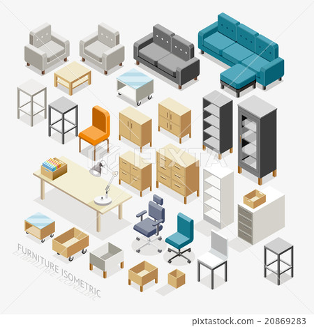 Furniture Isometric icons. Vector Illustration. - Stock Illustration ...