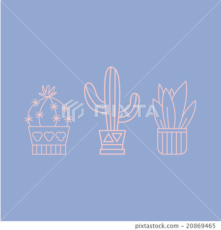 Plants and Cactuses in Pots. Linear Vector Set Plants and Cactuses in Pots. Linear Vector Set 20869465