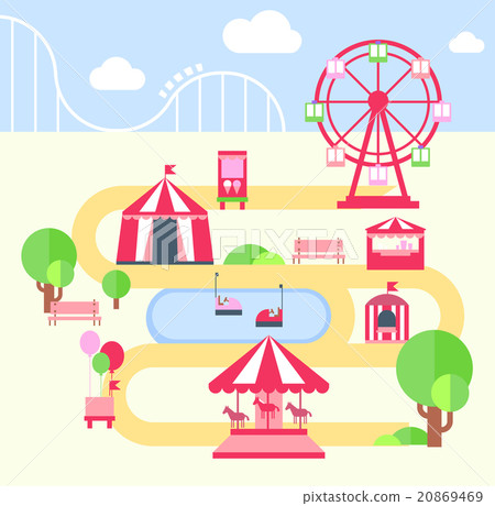 Amusement Park, Vector Illustartion Amusement Park, Vector Illustartion 20869469