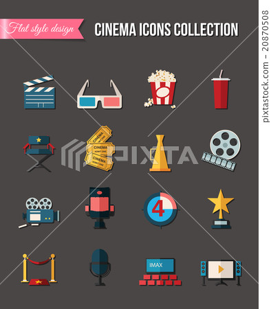 Movie and film icons set. Flat style design 20870508