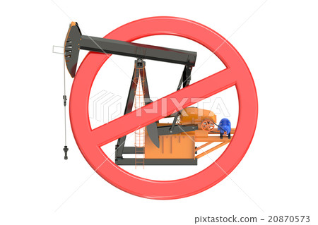 oil pumpjack with forbidden sign 20870573