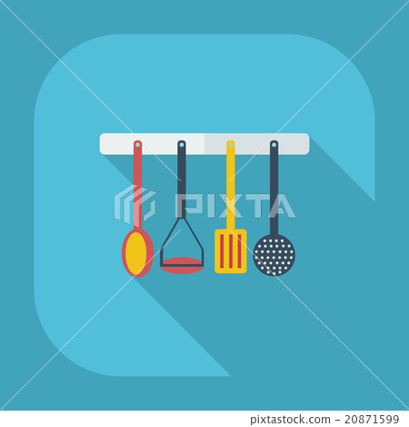 Flat modern design with shadow icons kitchen items - Stock Illustration ...