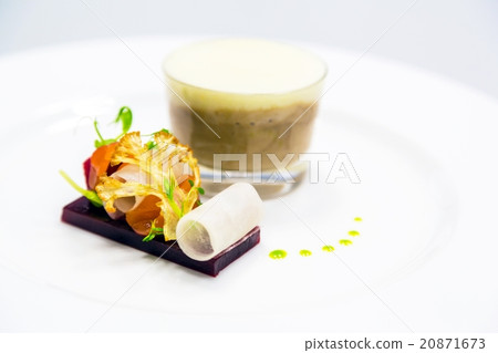 Gourmet dessert on white plate Gourmet dessert on white plate 20871673