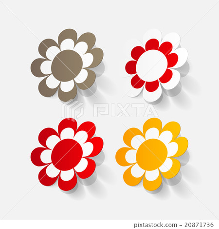 Stock Illustration: Realistic paper sticker: flowers. camomile