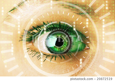 Future woman with cyber technology eye panel 20872519