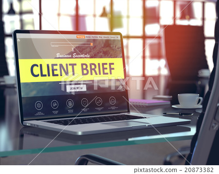 Client Brief on Laptop in Modern Workplace 20873382