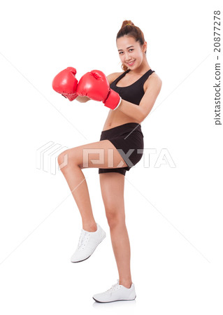 Boxer - Full length fitness woman boxing  20877278