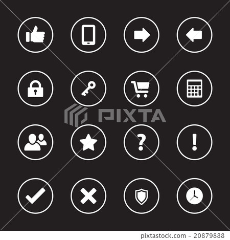 white flat icon set 2 circle frame white flat icon set 2 circle frame 20879888