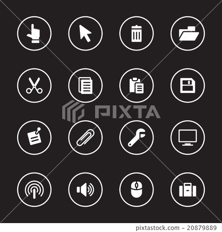 white flat icon set 3 circle frame white flat icon set 3 circle frame 20879889