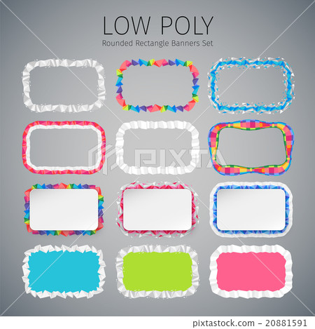 Low Poly Rounded Rectangle Banners Set Low Poly Rounded Rectangle Banners Set 20881591