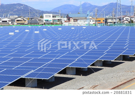 Environmental measures, sunny day blue sky and mega solar panel 20881831