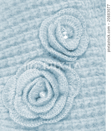 Grey wool flowers on grey wool knitted 20883077
