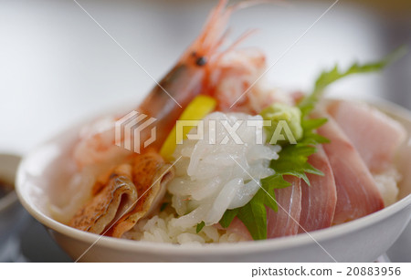 Seafood bowl Sweet shrimp White shrimp tuna Ikura Sea of Japan Sea salmon crab Squid Seafood bowl Sweet shrimp White shrimp tuna Ikura Sea of Japan Sea salmon crab Squid 20883956