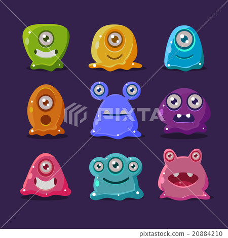 图库插图: cute cartoon jelly monsters, vector