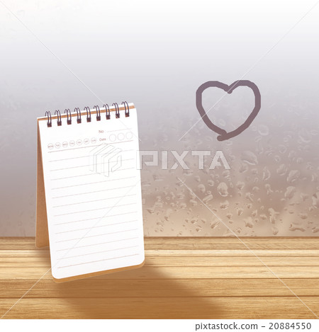 Notebook with rainy day window background Notebook with rainy day window background 20884550