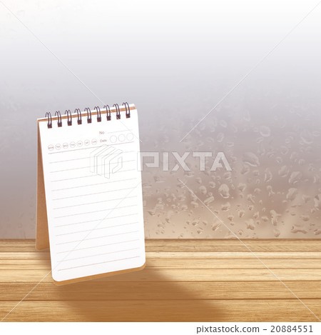 Notebook with rainy day window background Notebook with rainy day window background 20884551