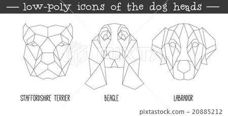 Front view of dog head triangular icon set 20885212